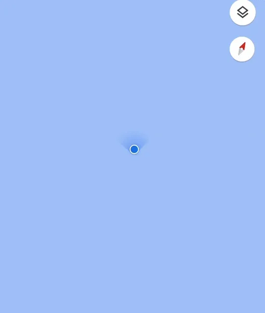Animation of Google Maps on a phone zooming in on the blue location dot